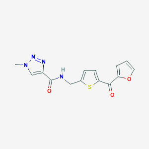 molecular formula C14H12N4O3S B2695726 N-((5-(呋喃-2-甲酰)噻吩-2-基)甲基)-1-甲基-1H-1,2,3-三唑-4-甲酰胺 CAS No. 1797190-87-4