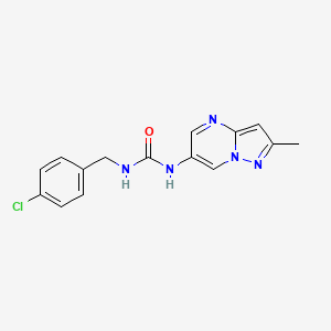 molecular formula C15H14ClN5O B2695731 1-(4-氯苄基)-3-(2-甲基吡唑并[1,5-a]嘧啶-6-基)脲 CAS No. 1795490-10-6