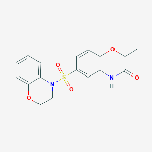 molecular formula C17H16N2O5S B269574 6-(2,3-dihydro-4H-1,4-benzoxazin-4-ylsulfonyl)-2-methyl-2H-1,4-benzoxazin-3(4H)-one 