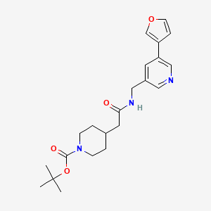 molecular formula C22H29N3O4 B2695742 叔丁基4-(2-(((5-(呋喃-3-基)吡啶-3-基)甲基)氨基)-2-氧代乙基)哌啶-1-甲酸甲酯 CAS No. 2034429-87-1