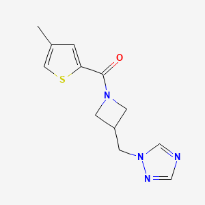 molecular formula C12H14N4OS B2695758 (3-((1H-1,2,4-triazol-1-yl)methyl)azetidin-1-yl)(4-methylthiophen-2-yl)methanone CAS No. 2319807-84-4