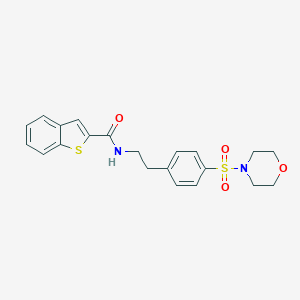 molecular formula C21H22N2O4S2 B269576 N-{2-[4-(morpholin-4-ylsulfonyl)phenyl]ethyl}-1-benzothiophene-2-carboxamide 