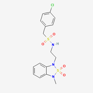 molecular formula C16H18ClN3O4S2 B2695762 1-(4-chlorophenyl)-N-(2-(3-methyl-2,2-dioxidobenzo[c][1,2,5]thiadiazol-1(3H)-yl)ethyl)methanesulfonamide CAS No. 2034489-52-4