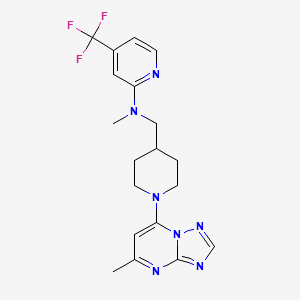 molecular formula C19H22F3N7 B2695764 N-methyl-N-[(1-{5-methyl-[1,2,4]triazolo[1,5-a]pyrimidin-7-yl}piperidin-4-yl)methyl]-4-(trifluoromethyl)pyridin-2-amine CAS No. 2415585-58-7