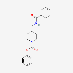 molecular formula C20H26N2O3 B2695804 Phenyl 4-((cyclohex-3-enecarboxamido)methyl)piperidine-1-carboxylate CAS No. 1396632-83-9
