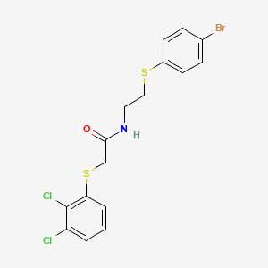 molecular formula C16H14BrCl2NOS2 B2695818 N-{2-[(4-溴苯基)硫代]乙基}-2-[(2,3-二氯苯基)硫代]乙酰胺 CAS No. 337923-61-2