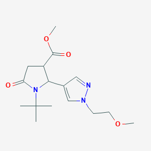 molecular formula C16H25N3O4 B2695872 methyl 1-tert-butyl-2-[1-(2-methoxyethyl)-1H-pyrazol-4-yl]-5-oxopyrrolidine-3-carboxylate CAS No. 1803610-36-7