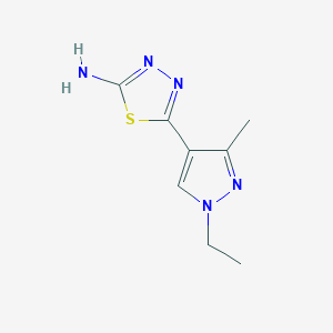 molecular formula C8H11N5S B2695879 5-(1-Ethyl-3-methylpyrazol-4-yl)-1,3,4-thiadiazol-2-amine CAS No. 1946817-84-0