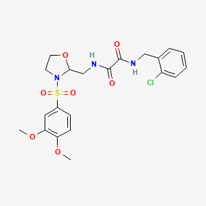 molecular formula C21H24ClN3O7S B2695885 N1-(2-chlorobenzyl)-N2-((3-((3,4-dimethoxyphenyl)sulfonyl)oxazolidin-2-yl)methyl)oxalamide CAS No. 868983-36-2