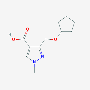 molecular formula C11H16N2O3 B2695888 3-(Cyclopentyloxymethyl)-1-methylpyrazole-4-carboxylic acid CAS No. 1975117-59-9
