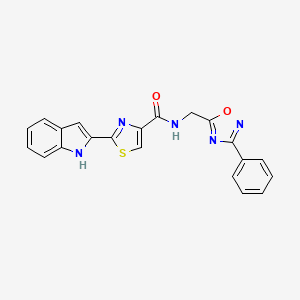 molecular formula C21H15N5O2S B2695891 2-(1H-indol-2-yl)-N-((3-phenyl-1,2,4-oxadiazol-5-yl)methyl)thiazole-4-carboxamide CAS No. 1172423-26-5