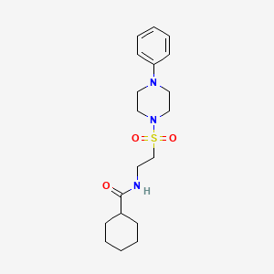 molecular formula C19H29N3O3S B2695895 N-[2-(4-phenylpiperazin-1-yl)sulfonylethyl]cyclohexanecarboxamide CAS No. 897611-70-0