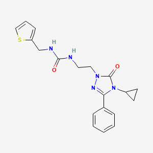 molecular formula C19H21N5O2S B2695907 1-(2-(4-cyclopropyl-5-oxo-3-phenyl-4,5-dihydro-1H-1,2,4-triazol-1-yl)ethyl)-3-(thiophen-2-ylmethyl)urea CAS No. 2194907-04-3