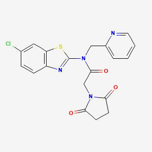 molecular formula C19H15ClN4O3S B2695912 N-(6-chlorobenzo[d]thiazol-2-yl)-2-(2,5-dioxopyrrolidin-1-yl)-N-(pyridin-2-ylmethyl)acetamide CAS No. 922673-95-8
