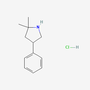 molecular formula C12H18ClN B2695914 2,2-二甲基-4-苯基吡咯啉盐酸盐 CAS No. 2126161-12-2