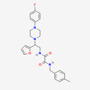 molecular formula C26H29FN4O3 B2695916 N1-(2-(4-(4-fluorophenyl)piperazin-1-yl)-2-(furan-2-yl)ethyl)-N2-(4-methylbenzyl)oxalamide CAS No. 877632-06-9
