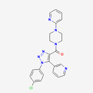 molecular formula C23H20ClN7O B2695920 (1-(4-chlorophenyl)-5-(pyridin-3-yl)-1H-1,2,3-triazol-4-yl)(4-(pyridin-2-yl)piperazin-1-yl)methanone CAS No. 1326935-94-7