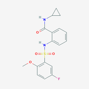 molecular formula C17H17FN2O4S B269594 N-cyclopropyl-2-{[(5-fluoro-2-methoxyphenyl)sulfonyl]amino}benzamide 