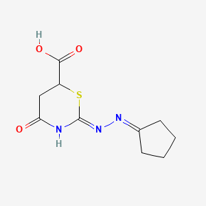 molecular formula C10H13N3O3S B2695941 2-(2-cyclopentylidenehydrazinyl)-4-oxo-5,6-dihydro-4H-1,3-thiazine-6-carboxylic acid CAS No. 328023-09-2