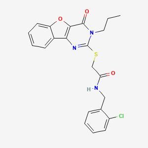 molecular formula C22H20ClN3O3S B2695949 N-(2-氯苄基)-2-[(4-氧代-3-丙基-3,4-二氢[1]苯并噻二嘌呤-2-基)硫代]乙酰胺 CAS No. 900004-02-6