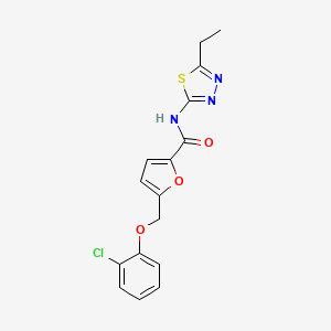 molecular formula C16H14ClN3O3S B2695953 5-((2-chlorophenoxy)methyl)-N-(5-ethyl-1,3,4-thiadiazol-2-yl)furan-2-carboxamide CAS No. 878716-96-2