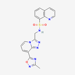 molecular formula C19H15N7O3S B2695957 N-((8-(3-methyl-1,2,4-oxadiazol-5-yl)-[1,2,4]triazolo[4,3-a]pyridin-3-yl)methyl)quinoline-8-sulfonamide CAS No. 2034532-13-1