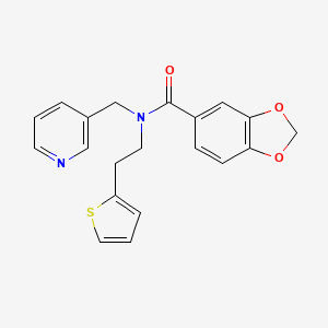 molecular formula C20H18N2O3S B2695959 N-(吡啶-3-基甲基)-N-(2-(噻吩-2-基)乙基)苯并[d][1,3]二噁烷-5-甲酰胺 CAS No. 1396874-17-1