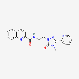 molecular formula C20H18N6O2 B2695971 N-(2-(4-methyl-5-oxo-3-(pyridin-2-yl)-4,5-dihydro-1H-1,2,4-triazol-1-yl)ethyl)quinoline-2-carboxamide CAS No. 1396861-76-9