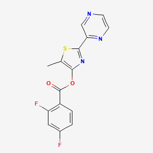 molecular formula C15H9F2N3O2S B2695975 5-Methyl-2-(2-pyrazinyl)-1,3-thiazol-4-yl 2,4-difluorobenzenecarboxylate CAS No. 338409-35-1