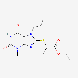 ethyl 2-[(3-methyl-2,6-dioxo-7-propyl-2,3,6,7-tetrahydro-1H-purin-8-yl)sulfanyl]propanoate