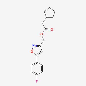 molecular formula C17H18FNO3 B2695985 (5-(4-氟苯基)异噁唑-3-基)甲基-2-环戊基乙酸酯 CAS No. 953016-87-0