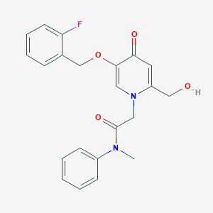 molecular formula C22H21FN2O4 B2695999 2-(5-((2-fluorobenzyl)oxy)-2-(hydroxymethyl)-4-oxopyridin-1(4H)-yl)-N-methyl-N-phenylacetamide CAS No. 946333-64-8