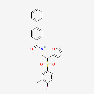 N-(2-((4-fluoro-3-methylphenyl)sulfonyl)-2-(furan-2-yl)ethyl)-[1,1'-biphenyl]-4-carboxamide