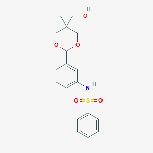 molecular formula C18H21NO5S B269601 N-{3-[5-(hydroxymethyl)-5-methyl-1,3-dioxan-2-yl]phenyl}benzenesulfonamide 