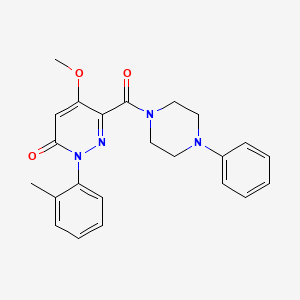 molecular formula C23H24N4O3 B2696026 5-methoxy-6-(4-phenylpiperazine-1-carbonyl)-2-(o-tolyl)pyridazin-3(2H)-one CAS No. 921517-08-0