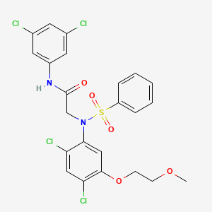 molecular formula C23H20Cl4N2O5S B2696049 2-[2,4-dichloro-5-(2-methoxyethoxy)(phenylsulfonyl)anilino]-N-(3,5-dichlorophenyl)acetamide CAS No. 338967-79-6