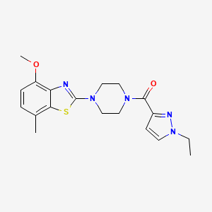 molecular formula C19H23N5O2S B2696051 (1-ethyl-1H-pyrazol-3-yl)(4-(4-methoxy-7-methylbenzo[d]thiazol-2-yl)piperazin-1-yl)methanone CAS No. 1171878-41-3