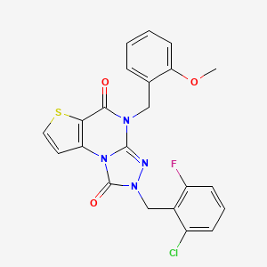 molecular formula C22H16ClFN4O3S B2696052 2-(2-chloro-6-fluorobenzyl)-4-(2-methoxybenzyl)thieno[2,3-e][1,2,4]triazolo[4,3-a]pyrimidine-1,5(2H,4H)-dione CAS No. 1357862-91-9