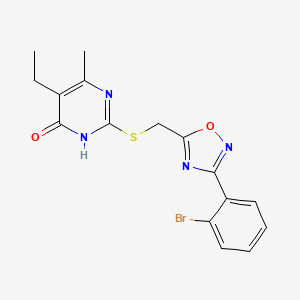 molecular formula C16H15BrN4O2S B2696067 2-({[3-(2-Bromophenyl)-1,2,4-oxadiazol-5-yl]methyl}sulfanyl)-5-ethyl-6-methyl-4-pyrimidinol CAS No. 1226433-26-6