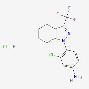 molecular formula C14H14Cl2F3N3 B2696085 (3-Chloro-4-[3-(trifluoromethyl)-4,5,6,7-tetrahydro-1H-indazol-1-yl]phenyl)amine hydrochloride CAS No. 1431970-08-9