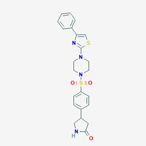 molecular formula C23H24N4O3S2 B269609 4-(4-{[4-(4-Phenyl-1,3-thiazol-2-yl)piperazin-1-yl]sulfonyl}phenyl)pyrrolidin-2-one 