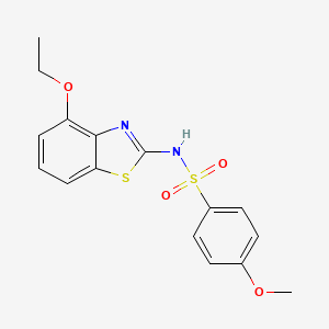 molecular formula C16H16N2O4S2 B2696091 N-(4-ethoxybenzo[d]thiazol-2-yl)-4-methoxybenzenesulfonamide CAS No. 954706-98-0