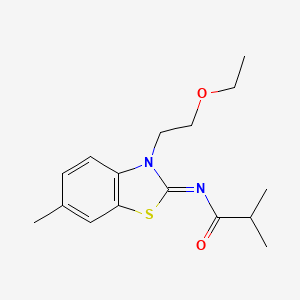 molecular formula C16H22N2O2S B2696095 (Z)-N-(3-(2-ethoxyethyl)-6-methylbenzo[d]thiazol-2(3H)-ylidene)isobutyramide CAS No. 865162-17-0