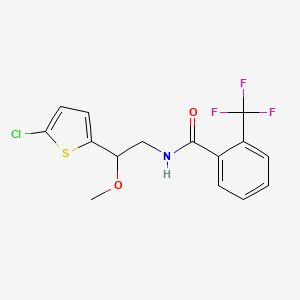 molecular formula C15H13ClF3NO2S B2696100 N-(2-(5-chlorothiophen-2-yl)-2-methoxyethyl)-2-(trifluoromethyl)benzamide CAS No. 2034412-27-4