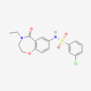 molecular formula C17H17ClN2O4S B2696117 3-氯-N-(4-乙基-5-氧代-2,3,4,5-四氢苯并[f][1,4]噁唑-7-基)苯磺酰胺 CAS No. 922062-28-0