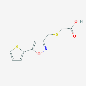 molecular formula C10H9NO3S2 B2696122 2-({[5-(Thiophen-2-yl)-1,2-oxazol-3-yl]methyl}sulfanyl)acetic acid CAS No. 923721-92-0
