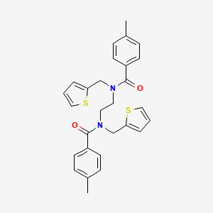 molecular formula C28H28N2O2S2 B2696124 4-甲基-N-(2-((4-甲基苯甲酰)(2-噻吩基甲基)氨基)乙基)-N-(2-噻吩基甲基)苯甲酰胺 CAS No. 338775-19-2