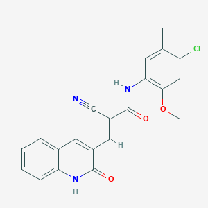 (E)-N-(4-Chloro-2-methoxy-5-methylphenyl)-2-cyano-3-(2-oxo-1H-quinolin-3-yl)prop-2-enamide