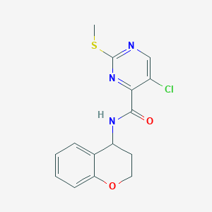 molecular formula C15H14ClN3O2S B2696133 5-chloro-N-(3,4-dihydro-2H-1-benzopyran-4-yl)-2-(methylsulfanyl)pyrimidine-4-carboxamide CAS No. 1099971-31-9