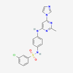 molecular formula C20H17ClN6O2S B2696139 N-(4-((6-(1H-咪唑-1-基)-2-甲基嘧啶-4-基)氨基)苯基)-3-氯苯磺酰胺 CAS No. 1203111-51-6